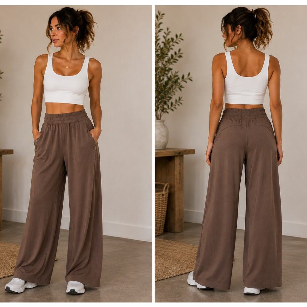 Lululemon Swift Mid Rise Brown Wide Leg Pants Size 6